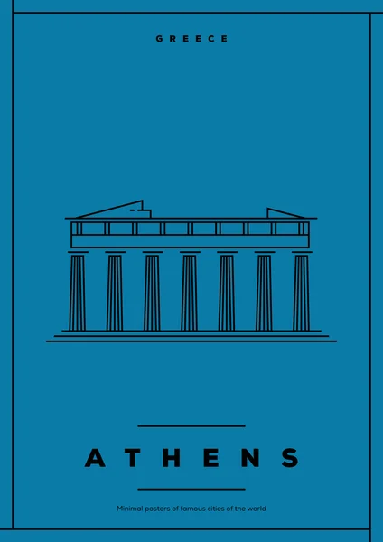 Athens minimalistisches Reiseposter — Stockvektor