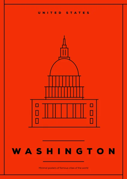 Washington minimalistisches Reiseposter — Stockvektor