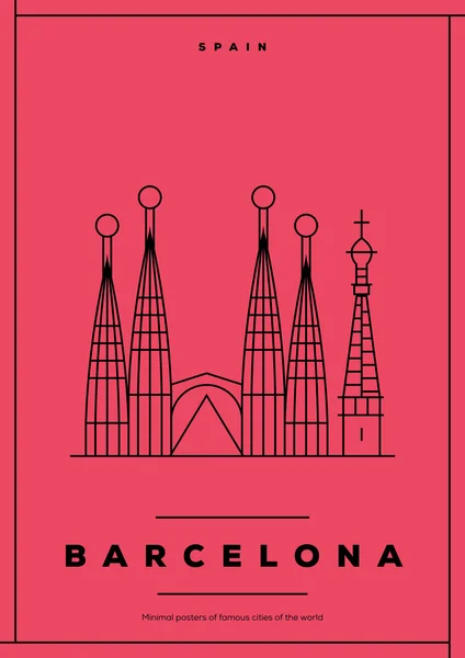Barcelona minimalista utazási plakát — Stock Vector