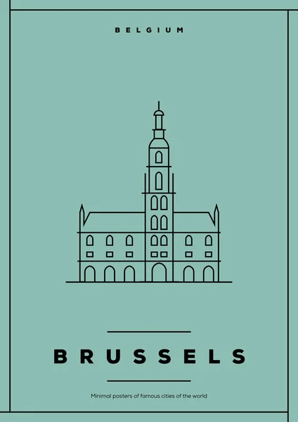 브뤼셀 미니멀리즘 여행 포스터 — 스톡 벡터