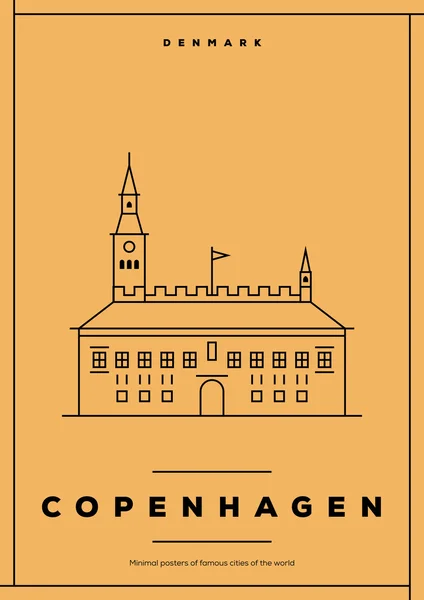 Kopenhag şehir seyahat afişi — Stok Vektör