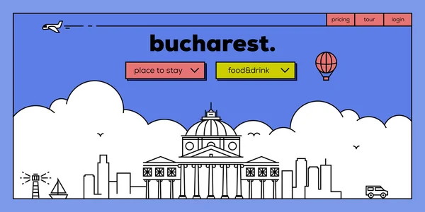 Bucharest city website design — Stock Vector