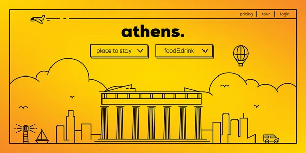 Athens Travelling website ontwerp — Stockvector