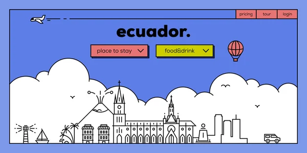 Ecuador voyager conception de site Web — Image vectorielle
