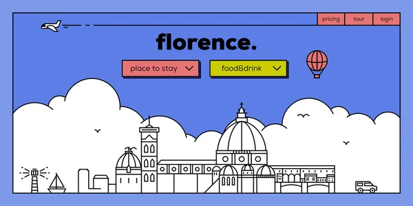Дизайн сайта для путешествий по флорансу — стоковый вектор