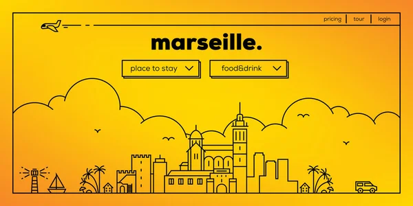 Marseille conception de site web itinérant — Image vectorielle