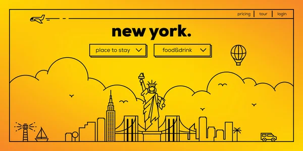 New york seyahat web sitesi tasarımı — Stok Vektör