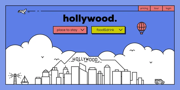 Hollywood conception de site web itinérant — Image vectorielle