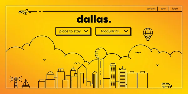 Dallas ciudad viajar diseño del sitio web — Vector de stock