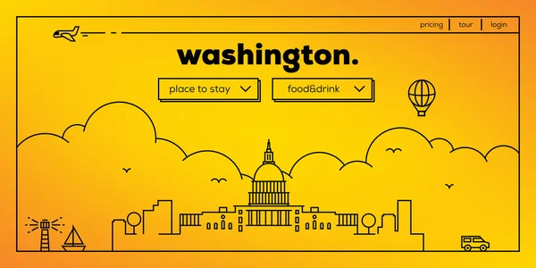 Web de viajes diseño de la ciudad de Washington — Vector de stock