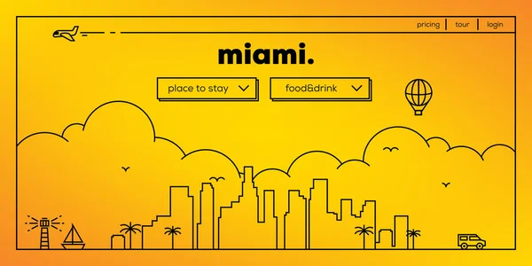 Miami conception de site web itinérant — Image vectorielle