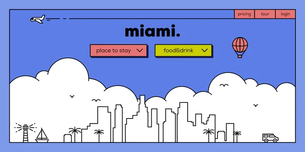 Miami conception de site web itinérant — Image vectorielle