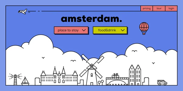 Conception de site web itinérant d'amsterdam — Image vectorielle