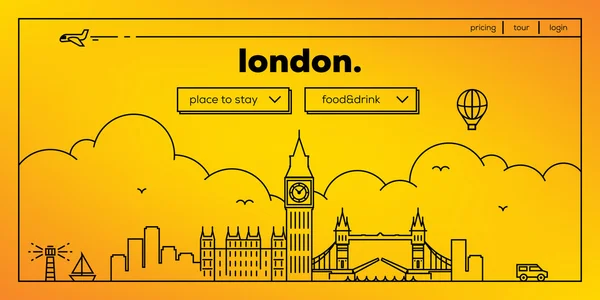 런던의 여행 웹 사이트 디자인 — 스톡 벡터