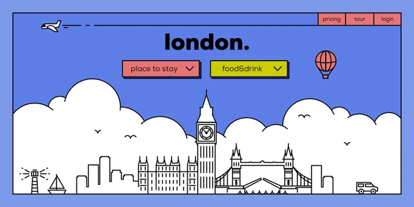 Londres voyager conception de site Web — Image vectorielle