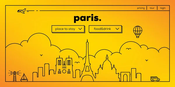 파리의 여행 웹 사이트 디자인 — 스톡 벡터