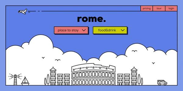 Roma viajando website design — Vetor de Stock