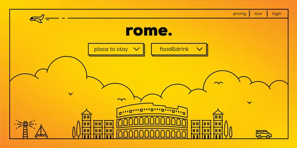 Reizen website ontwerp van Rome — Stockvector