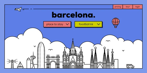 Conception de site web itinérant de Barcelone — Image vectorielle
