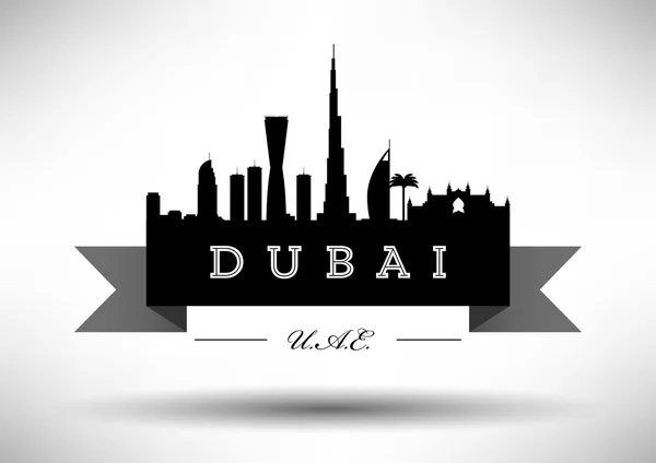 Dubai siluetinin tipografi tasarımı ile — Stok Vektör