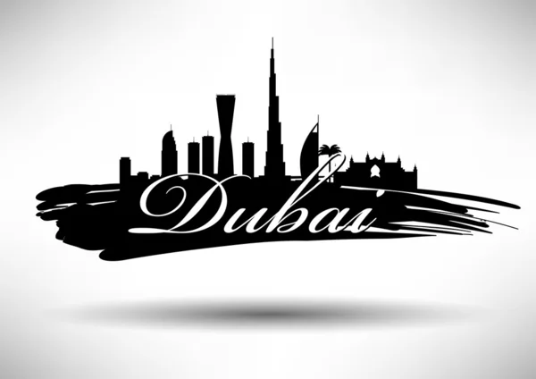 Dubais stadssilhuett med typografi design — Stock vektor