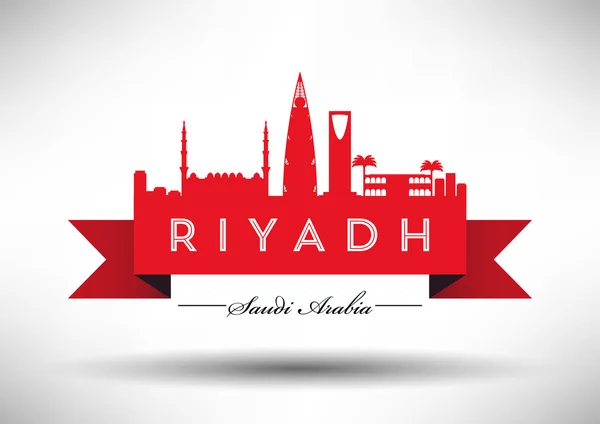 Skyline di Riyadh con disegno tipografico — Vettoriale Stock