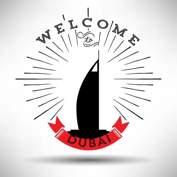 Bienvenido a Dubai con diseño tipográfico — Vector de stock