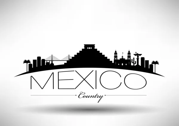 Mexiko skyline med typografi design — Stock vektor