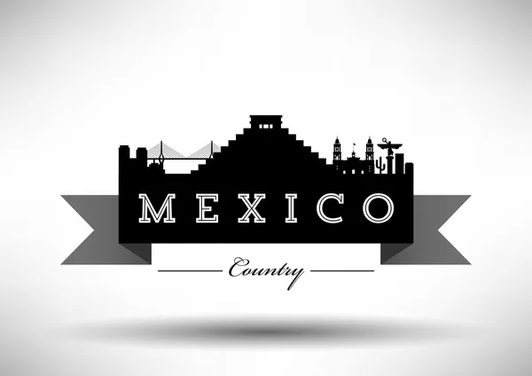 Mexiko skyline med typografi design — Stock vektor