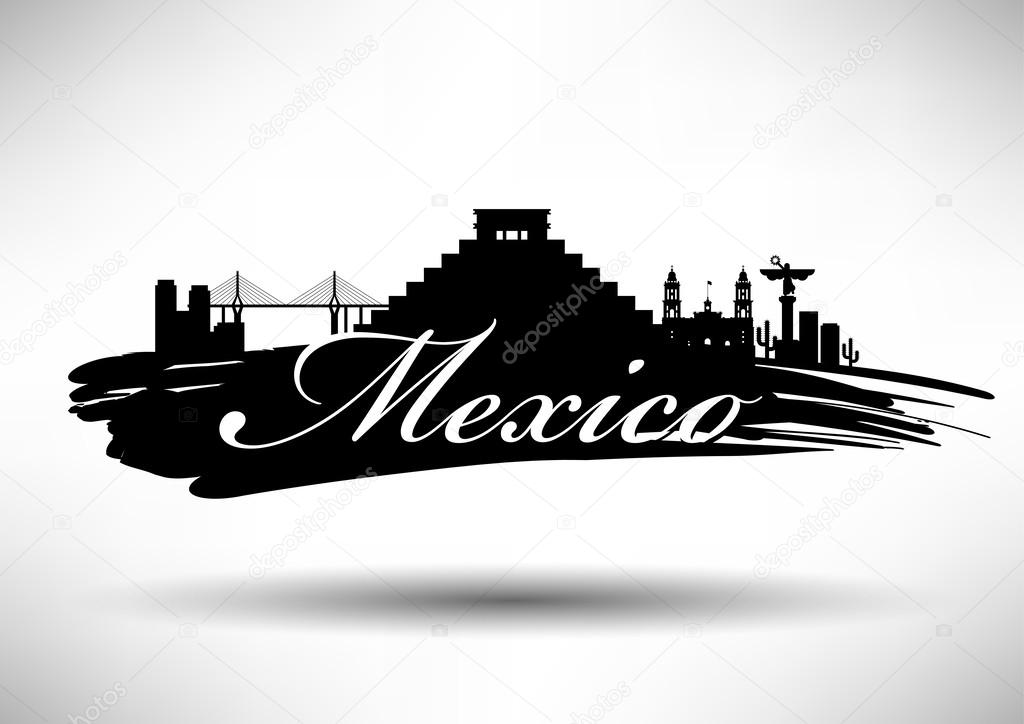 Mexico Skyline with Typography Design