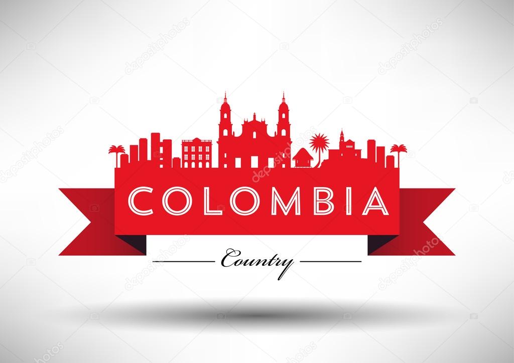Colombia Skyline Typography Design