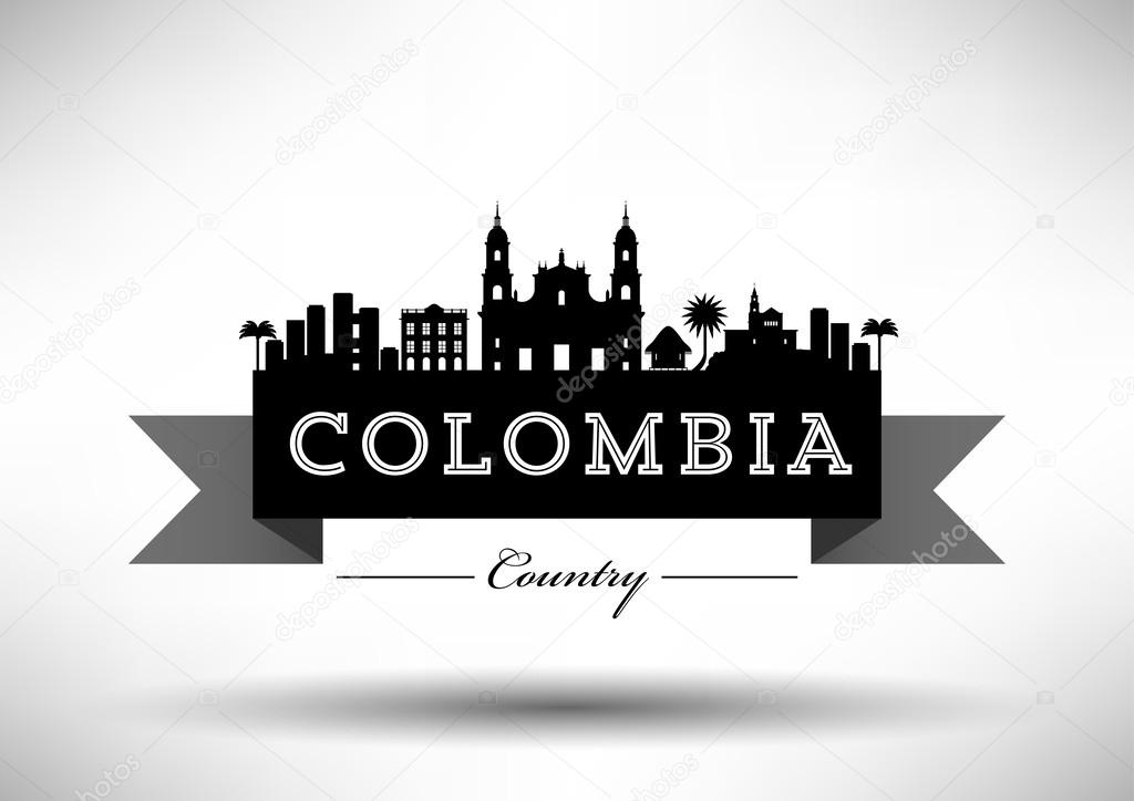 Colombia Skyline Typography Design
