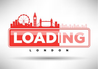 Londra şehir manzarası ile Tipografik Tasarım