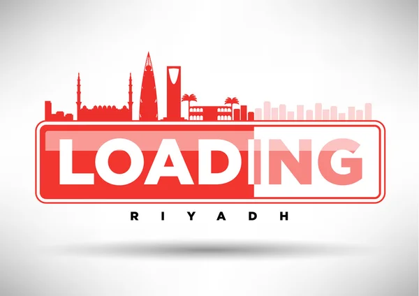 Riyad skyline met typografie design — Stockvector