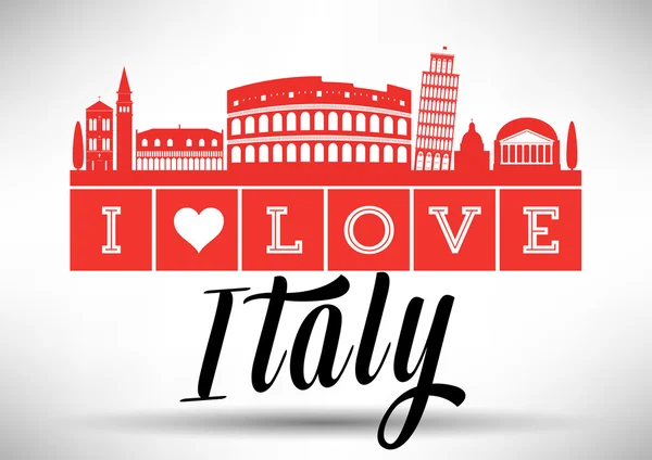 I Love Italy Progettazione tipografica — Vettoriale Stock