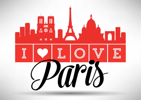 Eu amo Paris Tipografia Design — Vetor de Stock