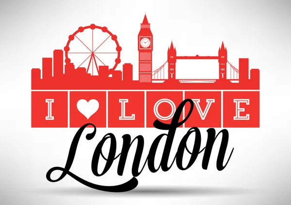 Me encanta Londres Typography Design — Vector de stock