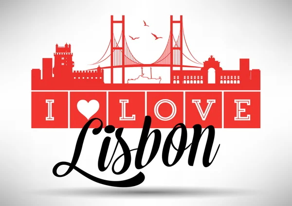 Lizbon tipografi tasarım seviyorum — Stok Vektör