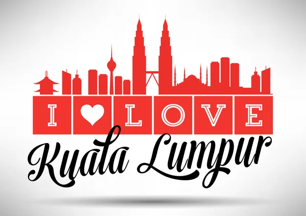 Kocham kuala lumpur Typografia projektowanie — Wektor stockowy