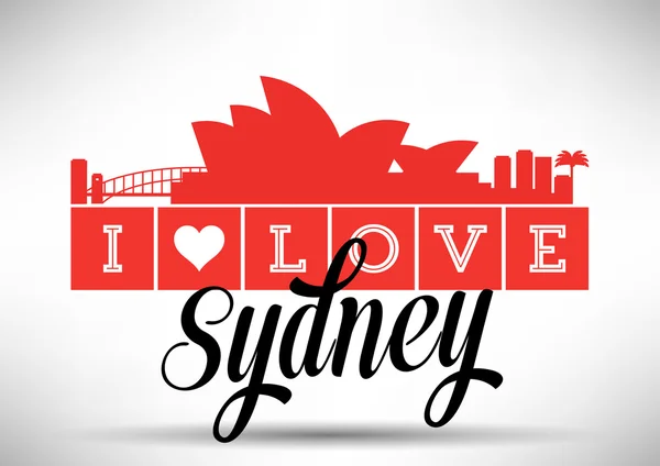 Sydney Skyline avec Typographie Design — Image vectorielle