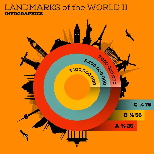 세계 도시 infographic 디자인 — 스톡 벡터