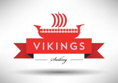 Viking Ship Icon with Typographic Design clipart
