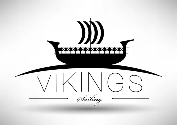 Икона корабля викингов с типографическим дизайном — стоковый вектор
