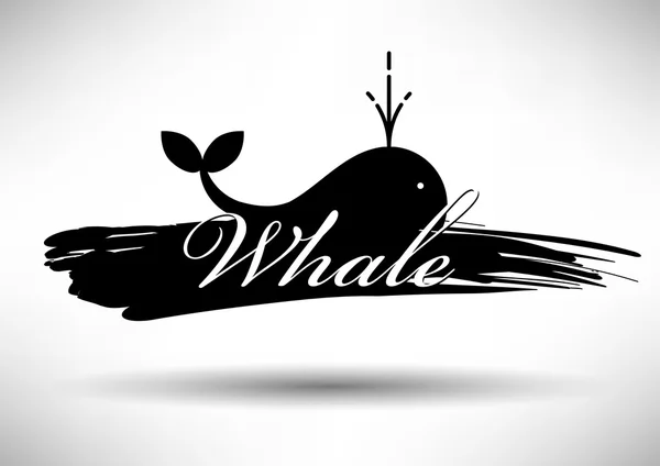 Whale Icon with Typographic Design — Stock Vector