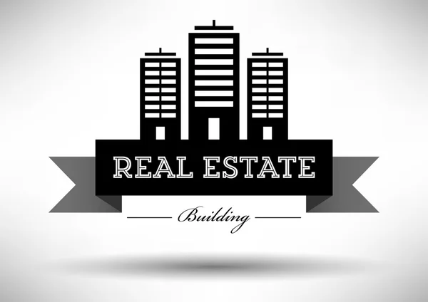 Black and white real estate icon — Stock Vector