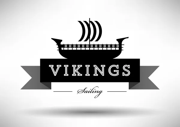 Viking Ship Icon with Typographic Design — Stock Vector