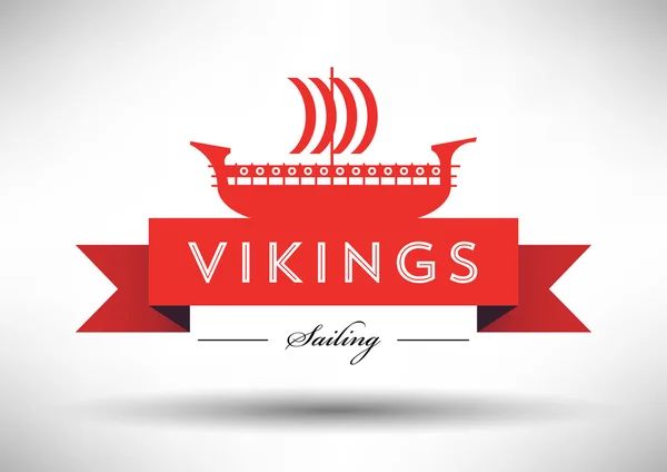 Wikingerschiff-Ikone mit typografischem Design — Stockvektor