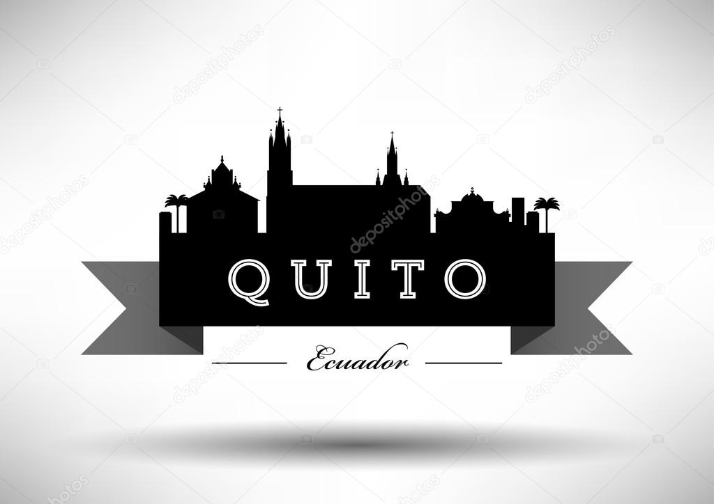 Ecuador Skyline with Typographic Design