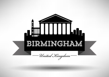 Birmingham İngiltere'de şehir manzarası siluet.