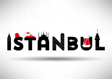 Istanbul Istanbul 'un sembollerle Tipografik Tasarım.